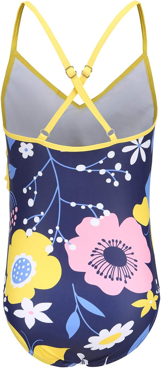 Girls One Piece Swimsuits Hawaiian Ruffle Swimwear Beach Bathing Suit - Image 2