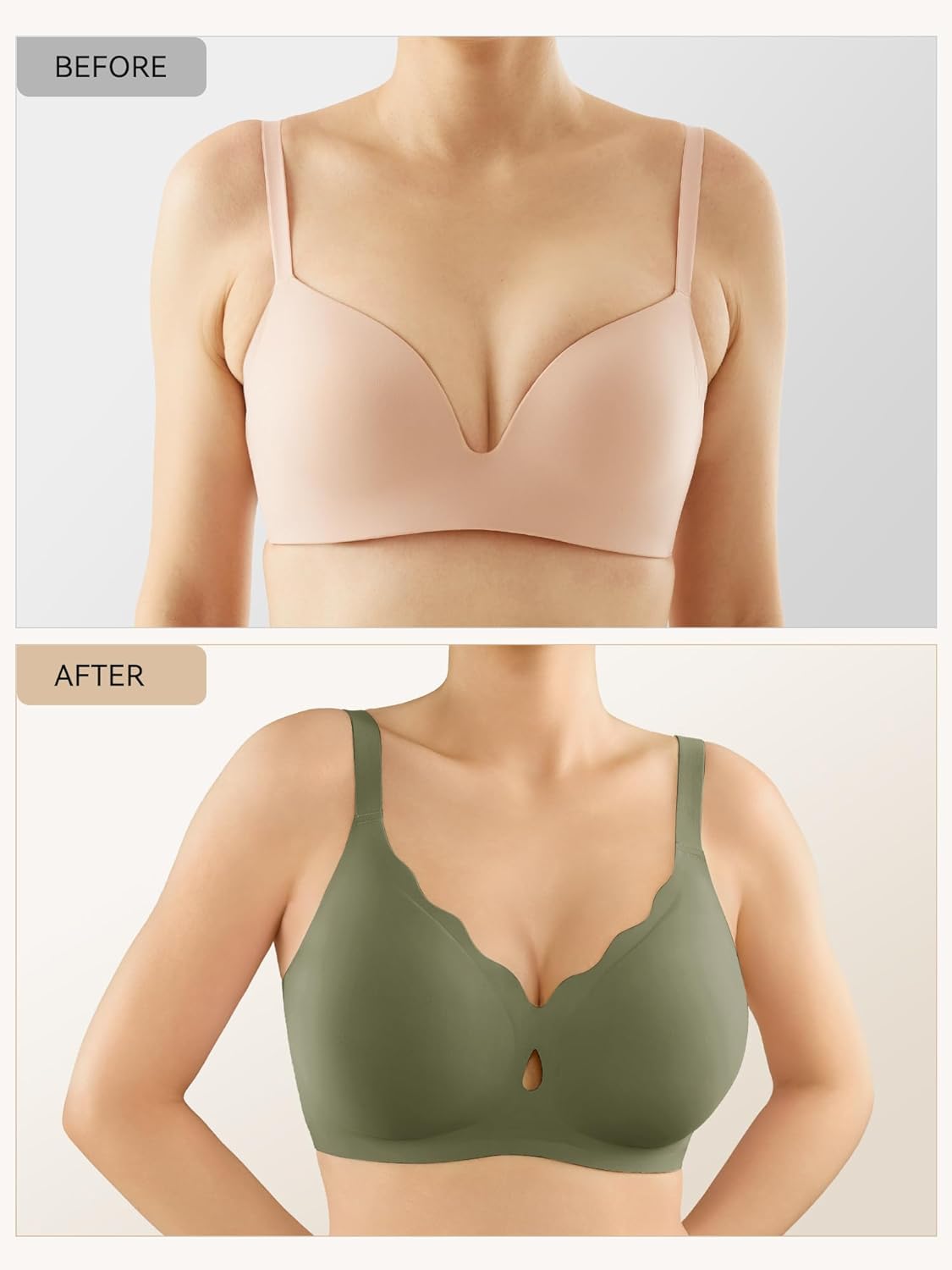 LUCKMEEY Bras for Women No Underwire Wave Push Up Wireless Bra Seamless Bras Full Coverage Bralettes Lift Everyday Bras