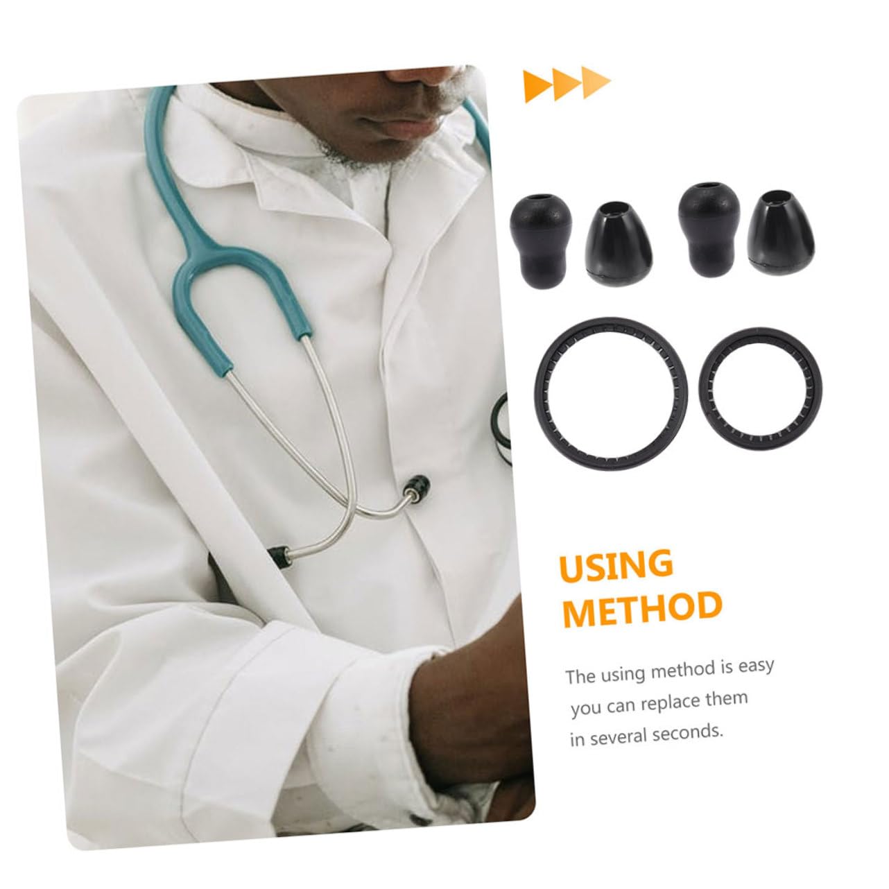 ULTECHNOVO 10 Juegos Accesorios para estetoscopios para los auricular enchufe de oído oidos earbuds reemplazo cubierta de campana Educación física Black