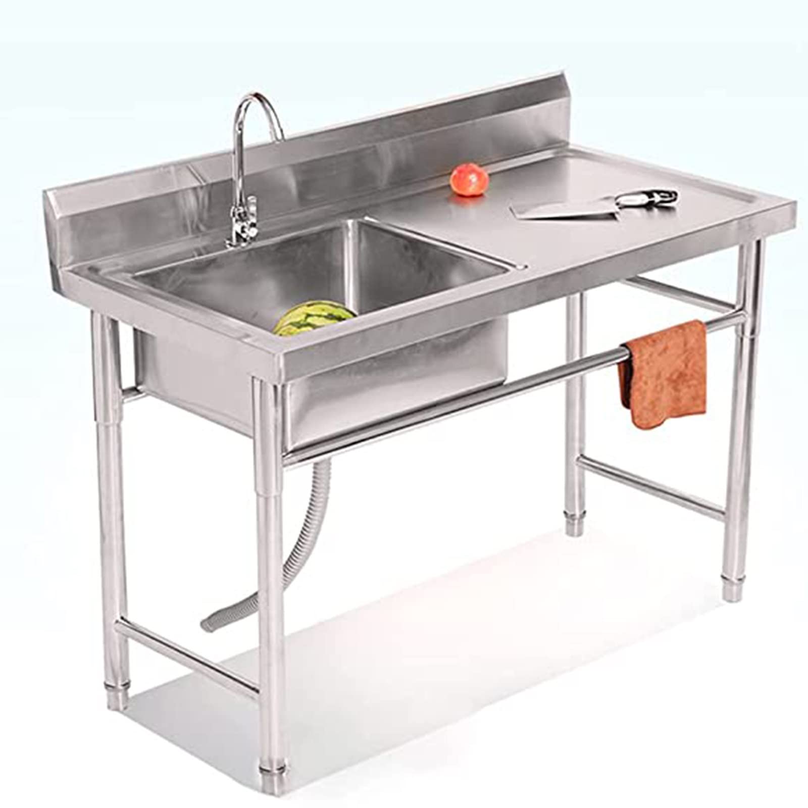 HCZKIUJY Commercial Sink,Kitchen Catering Stainless Steel Sink,Removable Catering SinkPortable Commercial Sink,Freestanding Sink,for Laundry Room,Backyard,Garages,Left