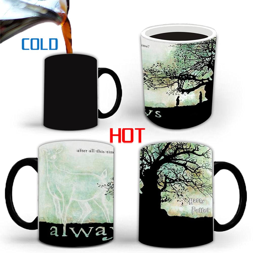 ANGANGAN Tazza Cambia Colore con Calore, Tazza Magica Ceramica termosensibile Coffee Tea Cup 300 ml (Gatto del Cheshire