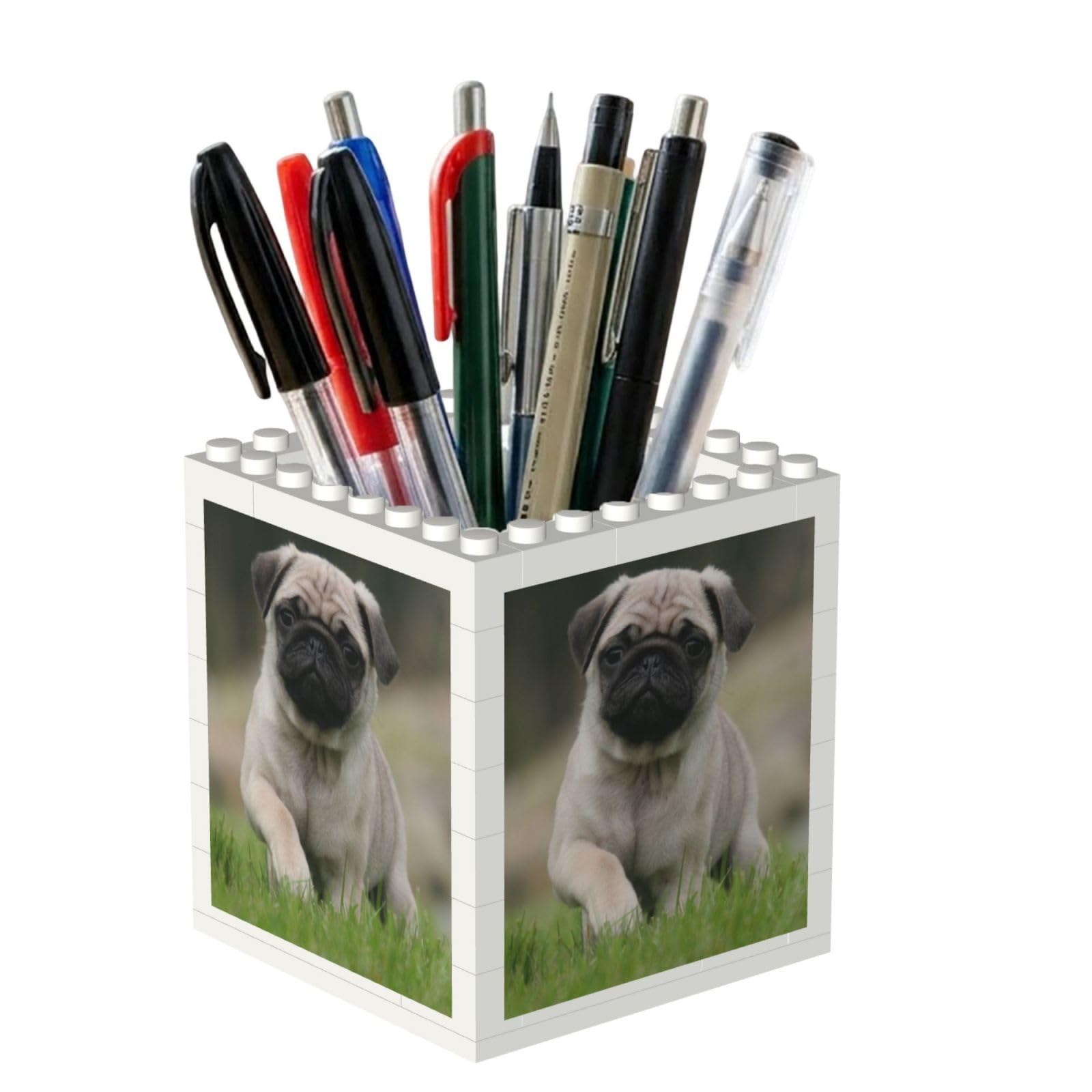 Poadnly Pug Bokeh Puppy Dogs Lawn Pets Pug, Pen Pot Pencil Holder for Office Home School, Compact Desk Organiser for Office Stationery