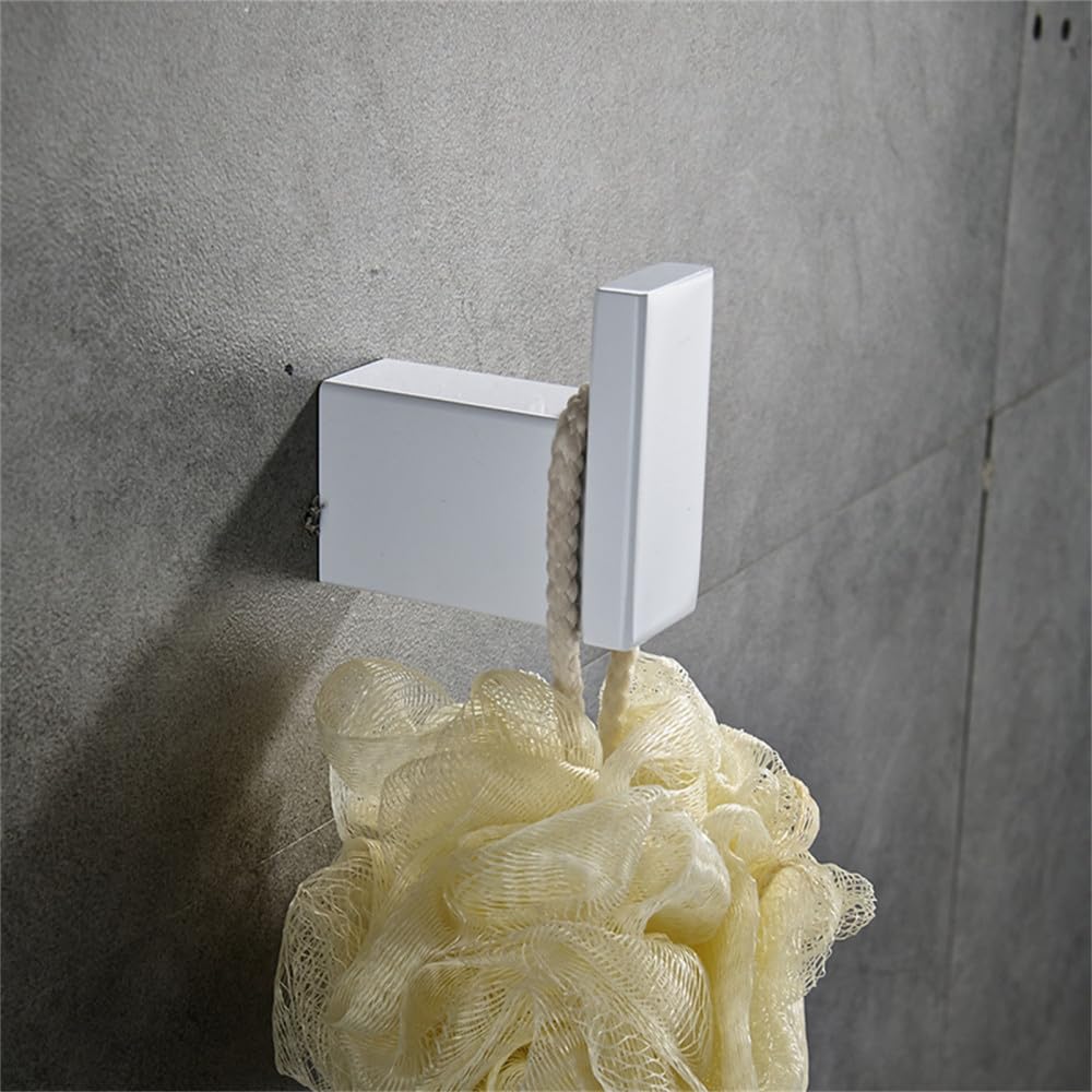 Türhaken Badezimmerhaken Badezimmer-Hardware-Set, weißer Bademantelhaken, Handtuchhalter, Stangenregal, Seidenpapierhalter, Zahnbürstenhalter, Badezimmerzubehör, Bademantelhaken, A(Color:Robe Hook)