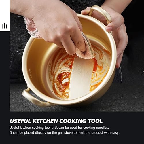 Miniatura 5 de Hemoton 1 juego de olla de ramen, olla de cocina coreana de ramen con tapa, cuchara y palillos (1 par), ollas coreanas para fideos ramen coreanos