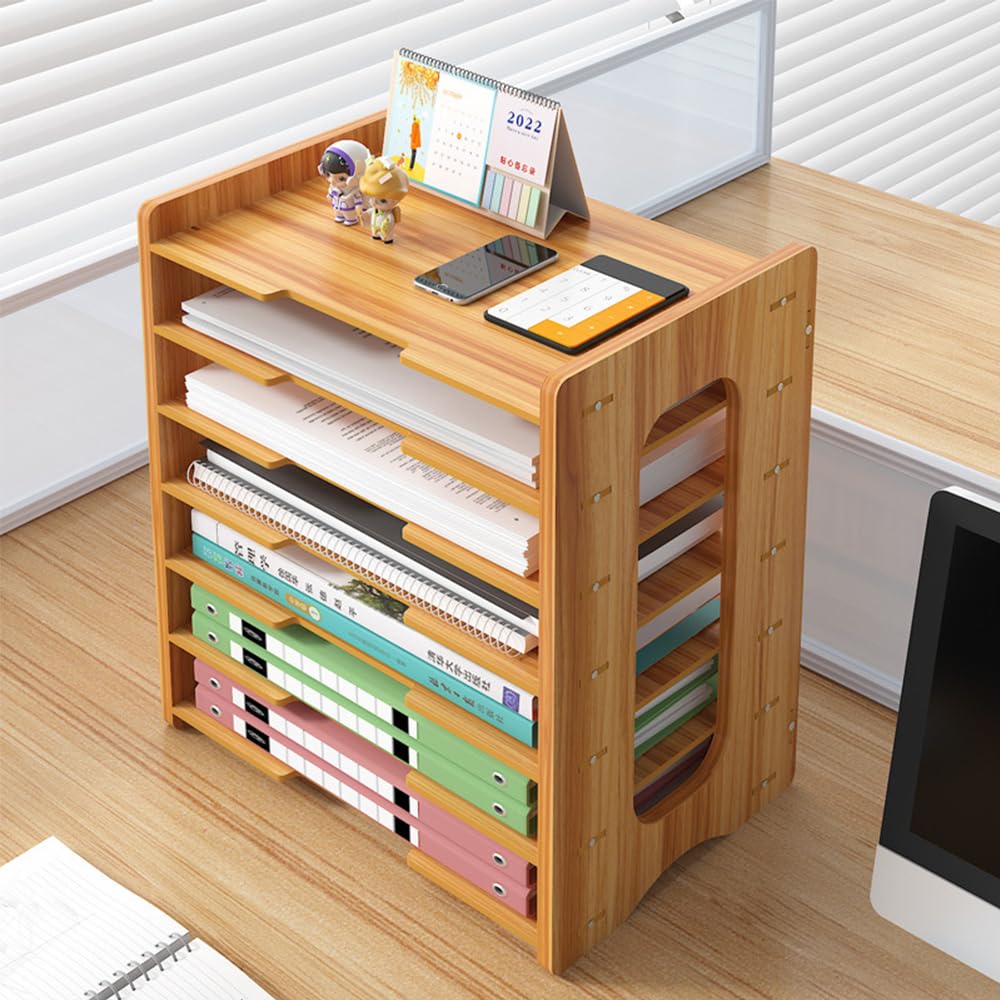 Organizador de archivos de escritorio de madera, bandeja de papel A4, soporte de archivos de escritorio, estante de almacenamiento de documentos, organizador de escritorio para suministros de oficina