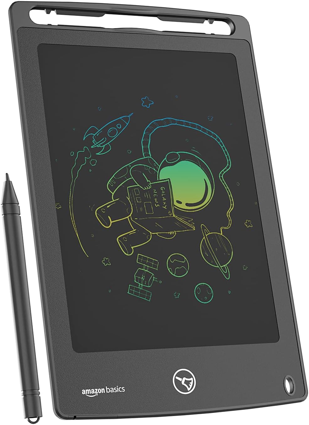 amazon basics Writing Tablet with 8.5-inch rainbow colour LCD screen and Stylus Pen for Kids & Adults (Black)
