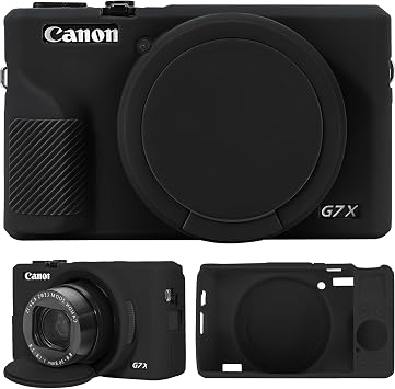 Camera Case for Canon Powershot G7 X Mark III Digital Camera, Soft Silicone Protective Bag Removable Lens Cover, Silicone Cover Rubber Soft Camera Case, Black