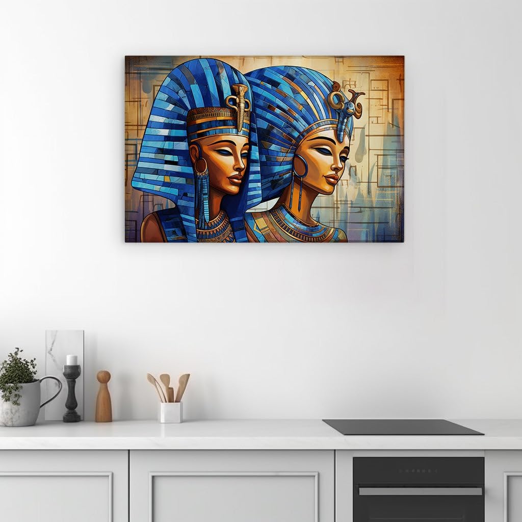 Canvas for Living room. Regal Elegance Unveiled in the Serene Gaze of Egypt's Past Queens, 27 x 18 inch Canvas Wall Art - Contemporary Masterpieces - Modern Home Decor - 69x46 cm (27x18 inch)