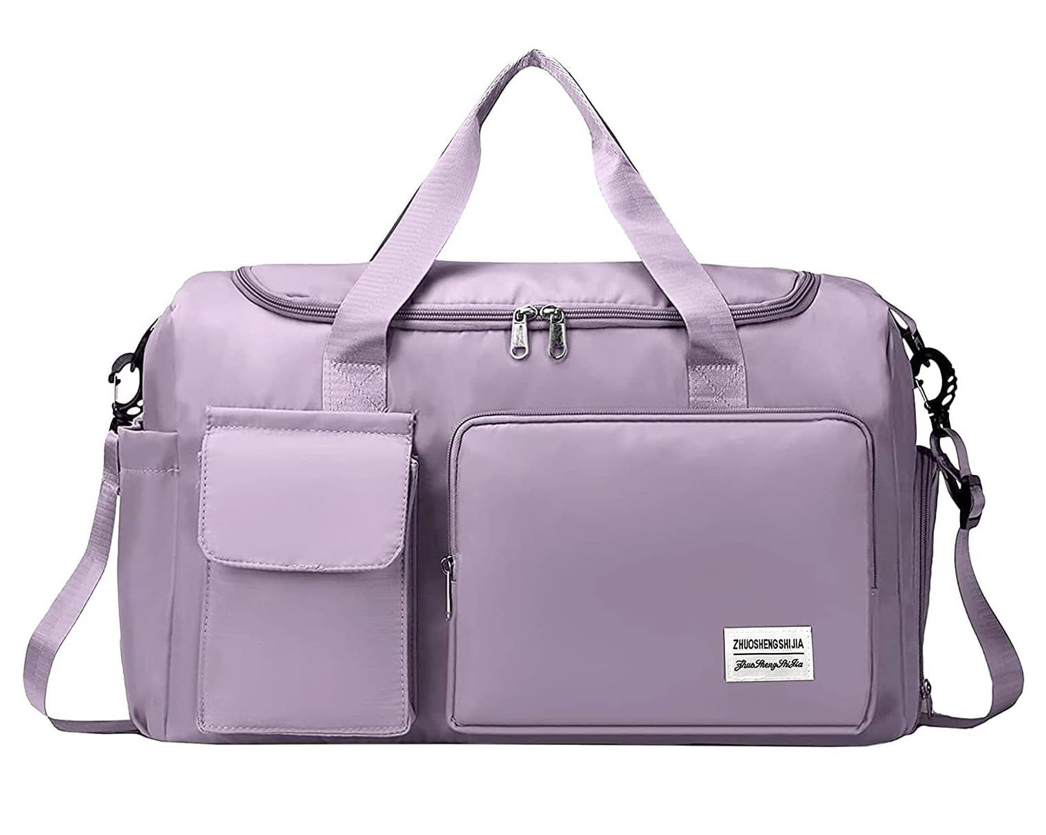 SRZ Samrukzone Nylon Travel Duffle Bag with Wet Pocket & Shoe Compartment, Weekender Overnight Gym Shoulder Bag for Men & Women (44 x 18 x 29 cm (Lavender)-image-22