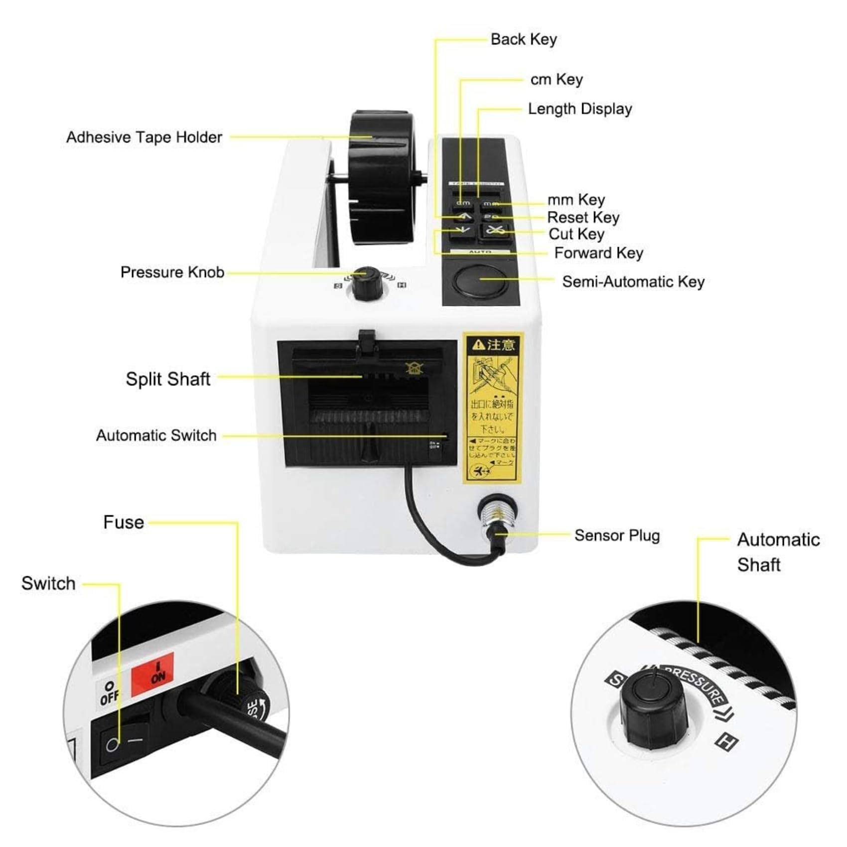 Automatischer Klebebandabroller mit LED-Anzeige, einstellbare Länge, Smart Sensing für Büro- und Industrieverpackungen, Klebebandschneider
