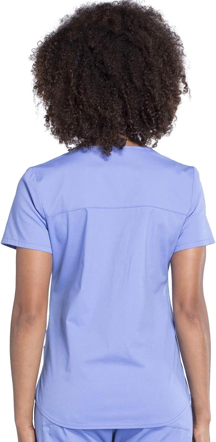 Cherokee Women Scrub Set Modern Fit 3 Pocket V-Neck Top WW665 with 6 Pocket Mid Rise Straight Leg Pants WW170