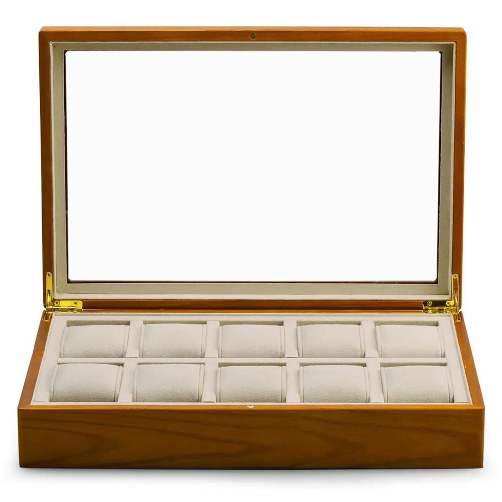 Ideias De Presentes Caja Organizadora Relojes Beige Almacenamiento Relojes Madera Maciza Joyero 10 Rejillas Estuche Exhibición Almacenamiento Relojes Microfibra Caja Regalo Navidad