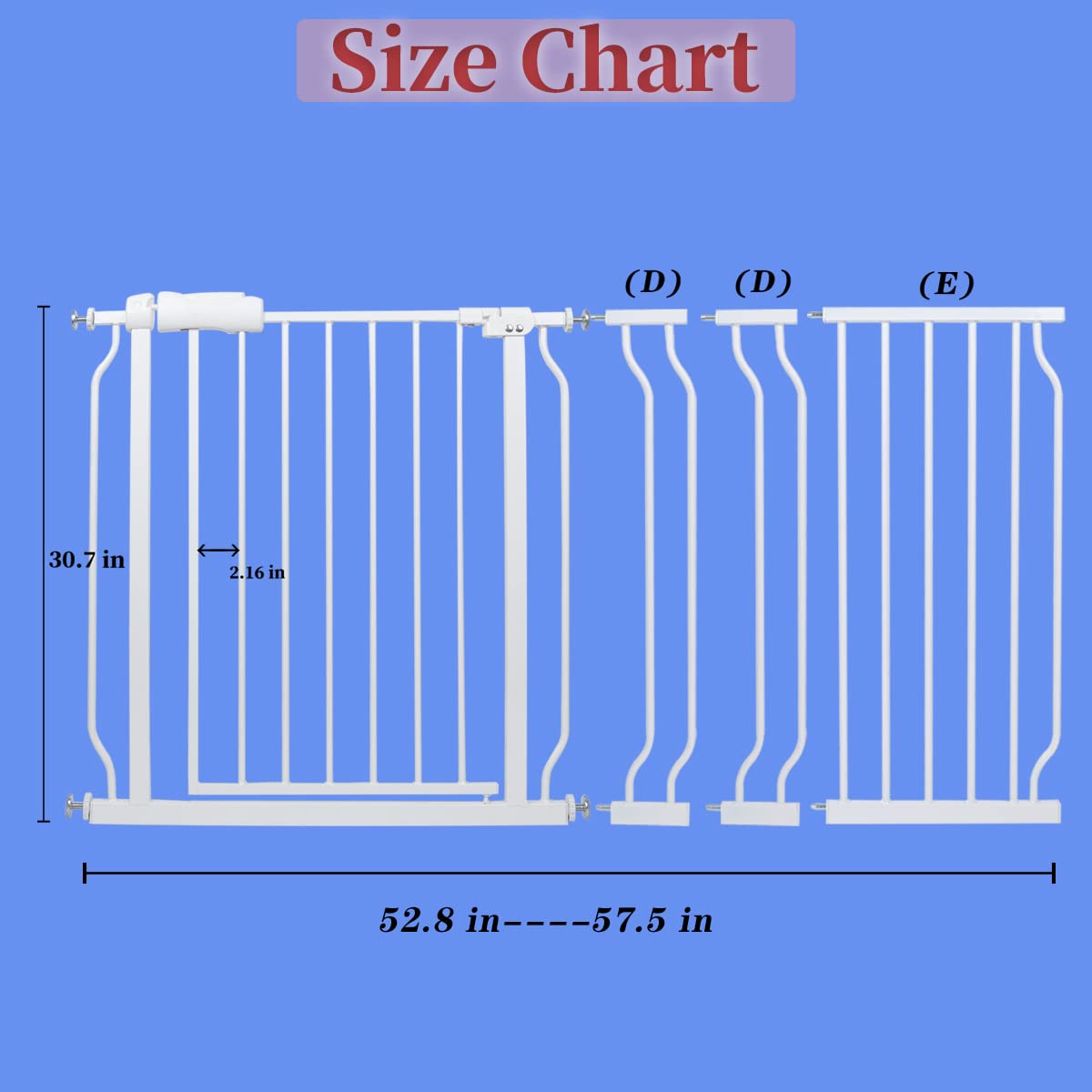 Amazon Crazy 🔥 Deals HOOEN White Extra Wide Baby Gate for Doorways Hallway Pressure Mounted Pet Gate Walk Through Child Safety Gate 53-57.5 Inch with Extensions