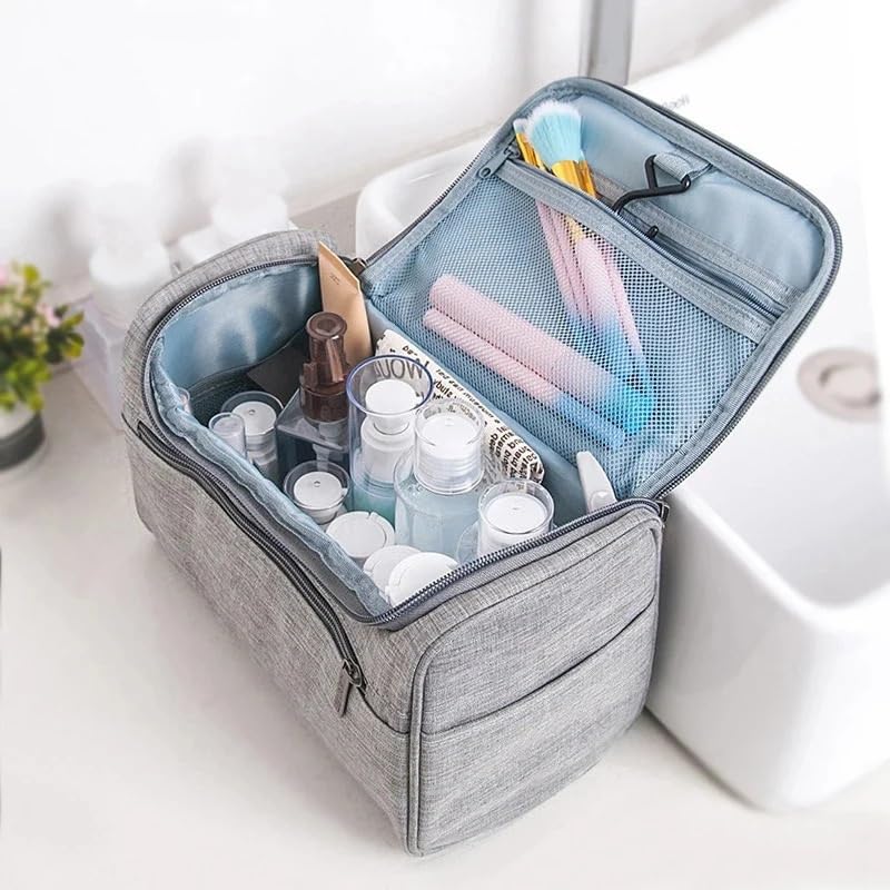 Borsa da Toilette Impermeabile con Gancio per Donna, Borsa cosmetica da Viaggio, Organizer per Trucco da Uomo, Astuccio per Articoli da Toilette da Bagno, neceser