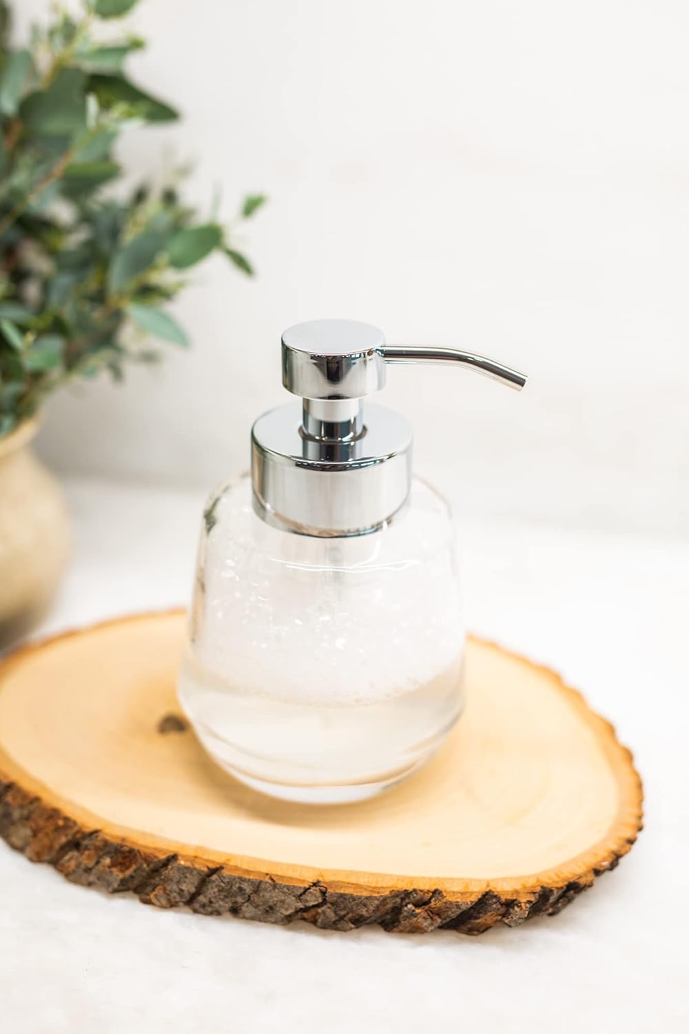 Rail19 Bõl Foaming Soap Dispenser Pump Bottle - Foam & Liquid Hand Soap for Bathroom Vanity Countertop and Kitchen, 12oz (Polished Chrome)