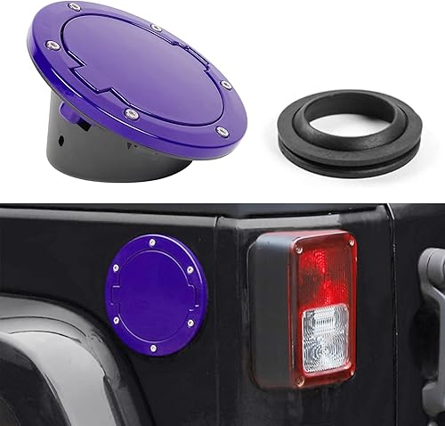 Miniatura 10 de JeCar Tapa de Combustible de Aluminio Cubierta de Puerta de Llenado para Jeep Wrangler 2007-2018 JK y Unlimited Accesorios (Negro)