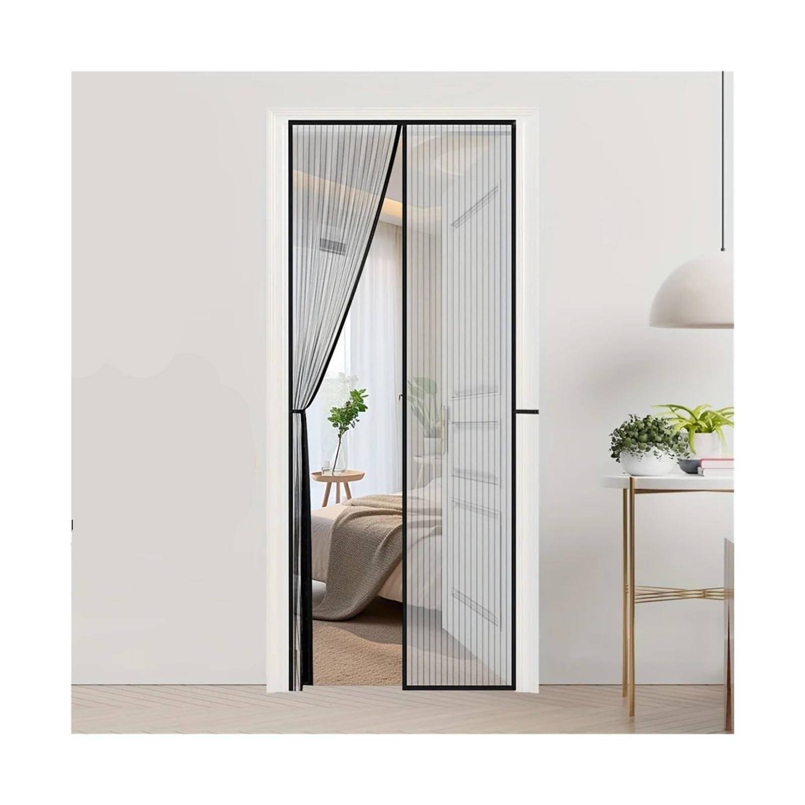 Missffcat Black Pet-Friendly Self-Closing Suction Screen Door - Easy Install No-Drill Mosquito Barrier For Home, Bedroom, And Kitchen(80X210cm)