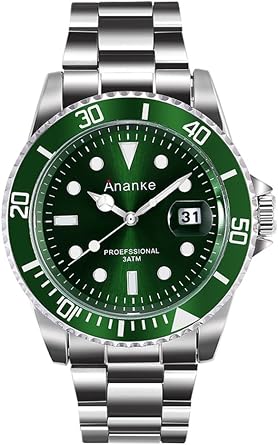 Ananke Men's Analogue Quartz Watch with Stainless Steel Strap with Calendar 30M Waterproof Green XSBCP0009