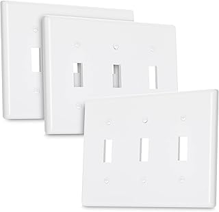 Bates- Triple Light Switch Wall Plate, 3 Pack, White, Triple Light Switch Cover, Light Switch Cover 3 Gang, 3 Switch Plate Cover, 3 Light Switch Cover Plate, 3 Switch Light Switch Cover, Switch Plates