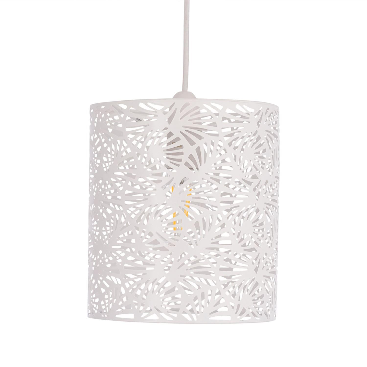 First Choice Lighting Maui - Pendant Light Shade - Metal Leaf Cut Out - White - 20cm