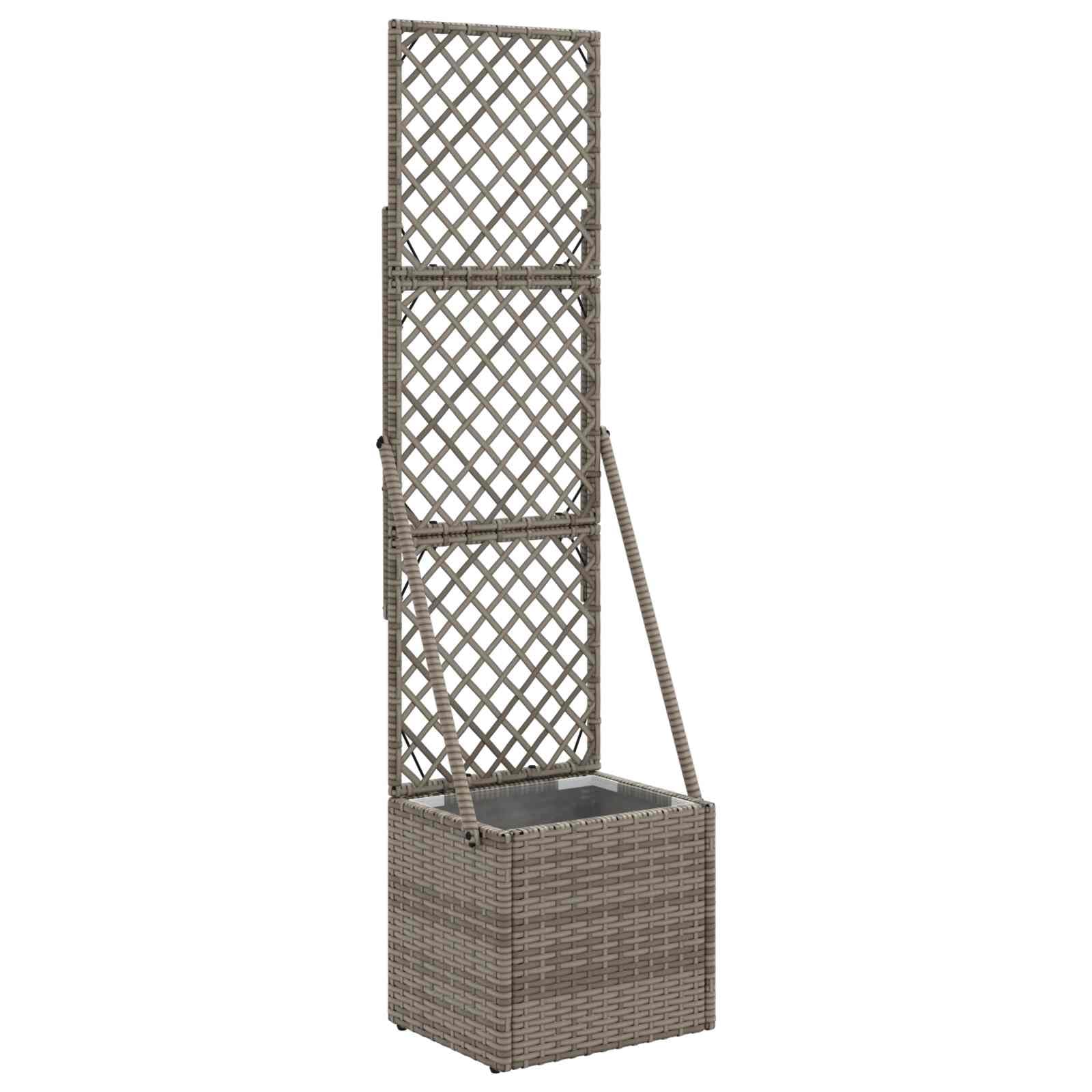 Jardinière de jardin avec treillis gris en rotin synthétique tuteur extérieur