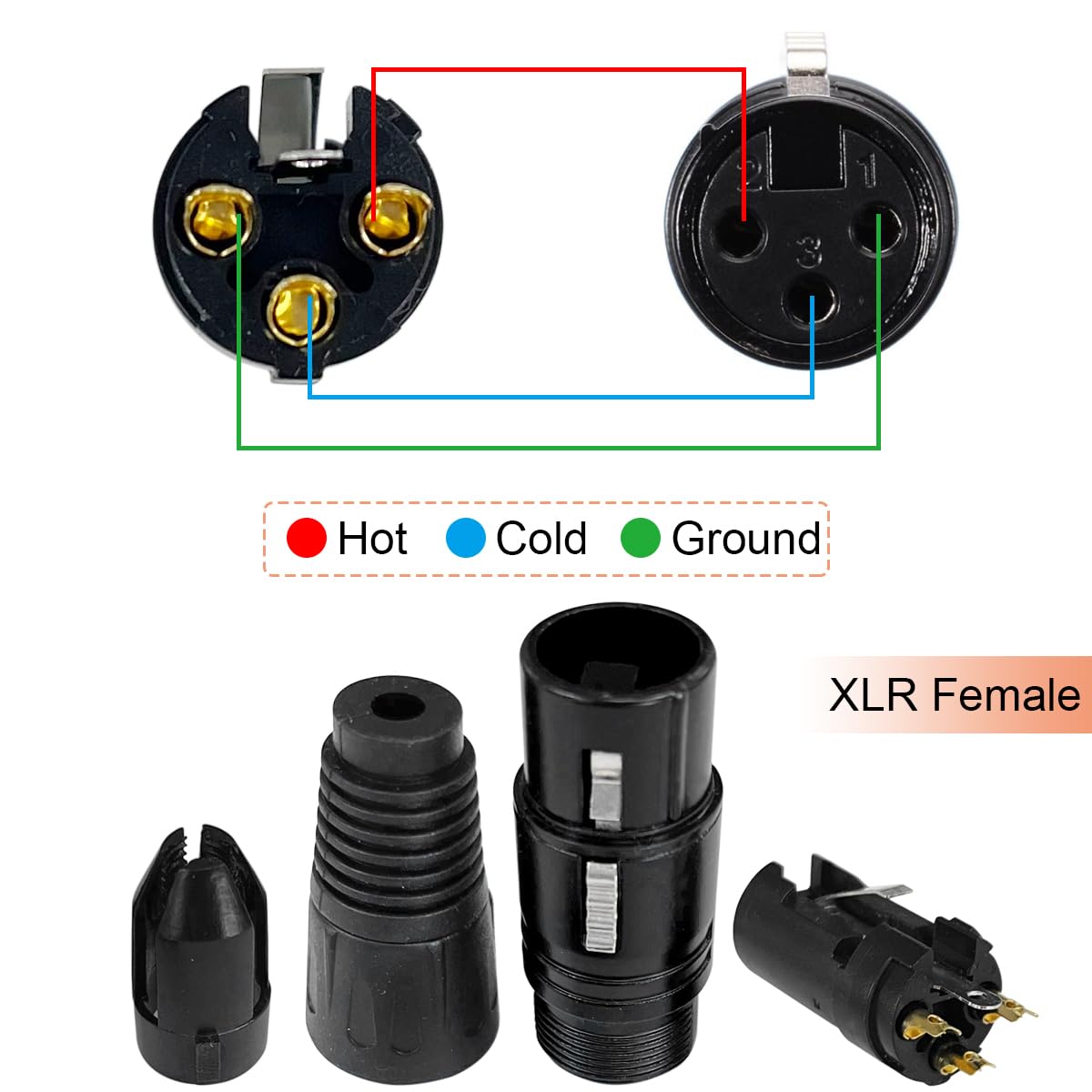 Xiatiaosann 10PCS 3 Pin XLR Solder Connector, Female XLR Mic Plug - Image 2