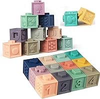 Litand Soft Stacking Blocks: Montessori Sensory Baby Toys, Bath Teether for 6-36 Months Toddlers - BPA-Free Silicone Stacker Gifts