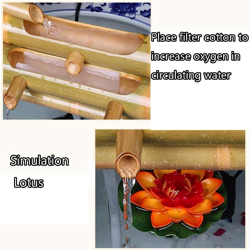 Water Fountain Bamboo Fountain Decor, Water Spout with Pump, Garden Decoration, Waterfall, Outdoor Japanese Garden Feature,50Cm Decoration(
