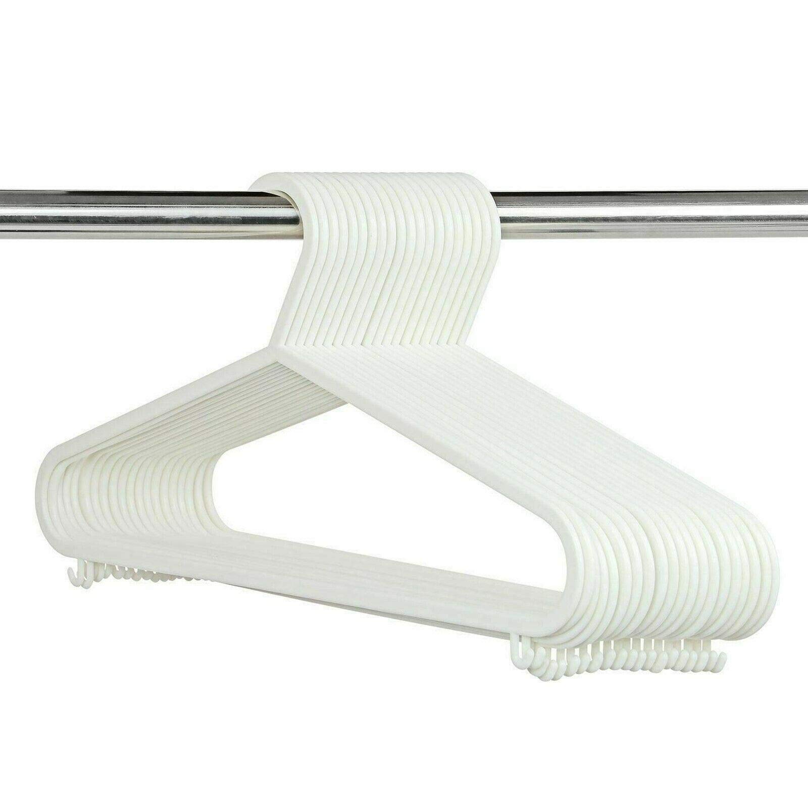 Smashingdealsdirect White Adult Strong Plastic Clothes Hanger Coat Dress Skirt Garment Wardrobe Hangers (, 20)