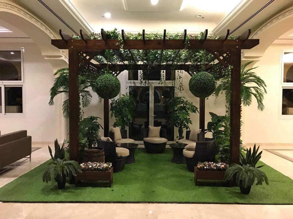 Yatai Decor Brown Nature Wood Gazebo 3.2x3.2x2.5 Meter - Garden Gazebo - Outdoor Decoration