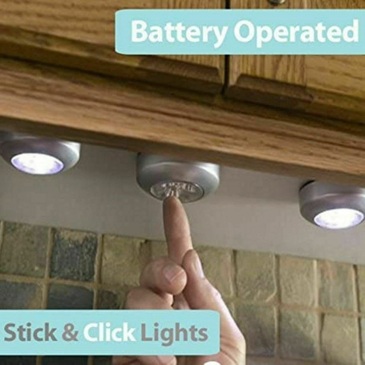 LED Battery-Powered Wireless Night Light Stick Tap Touch Lamp - Motif