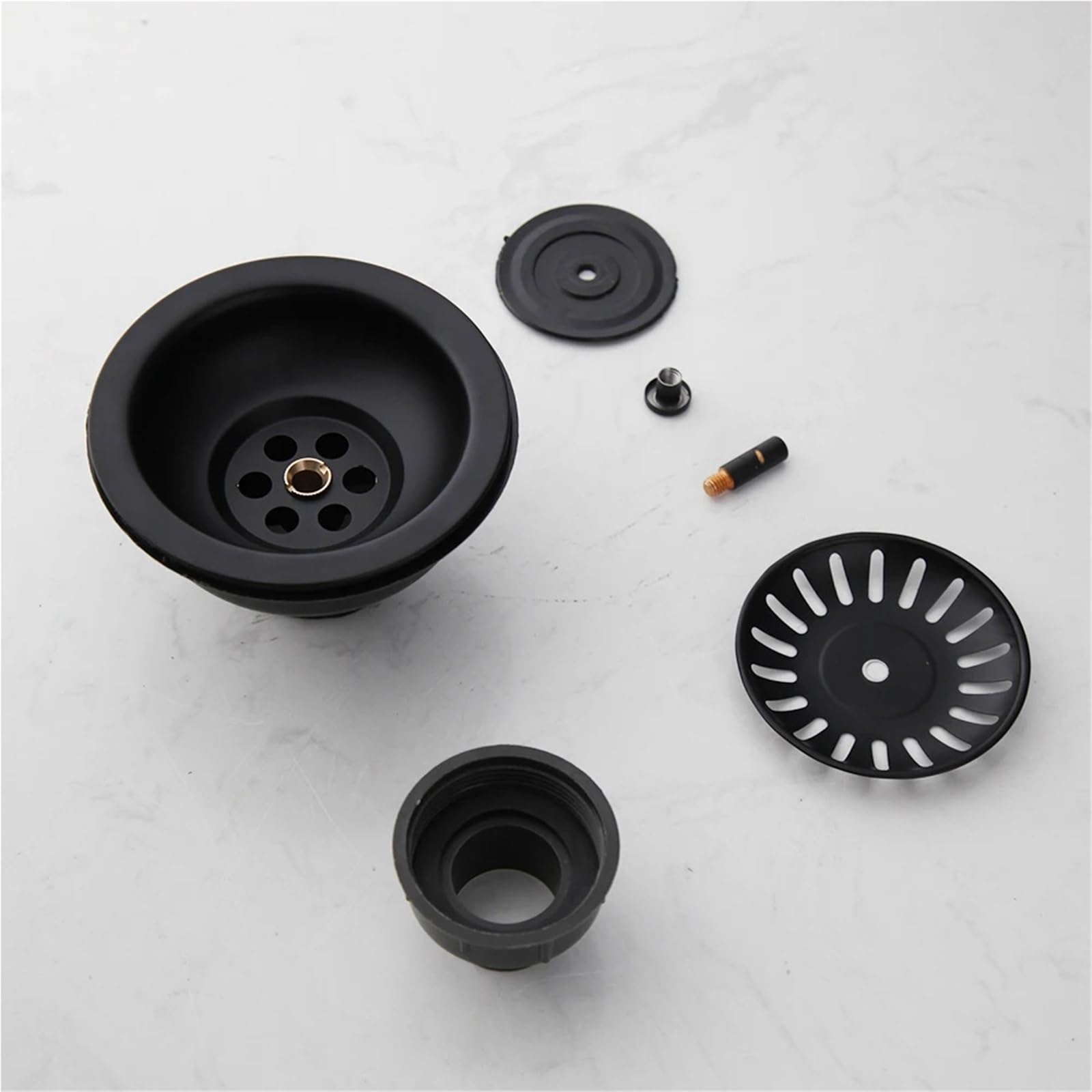 Abflusssieb SUS304 Spülbecken-Sieb-Stopper-Set, Abtropfgestell-Set(Black)