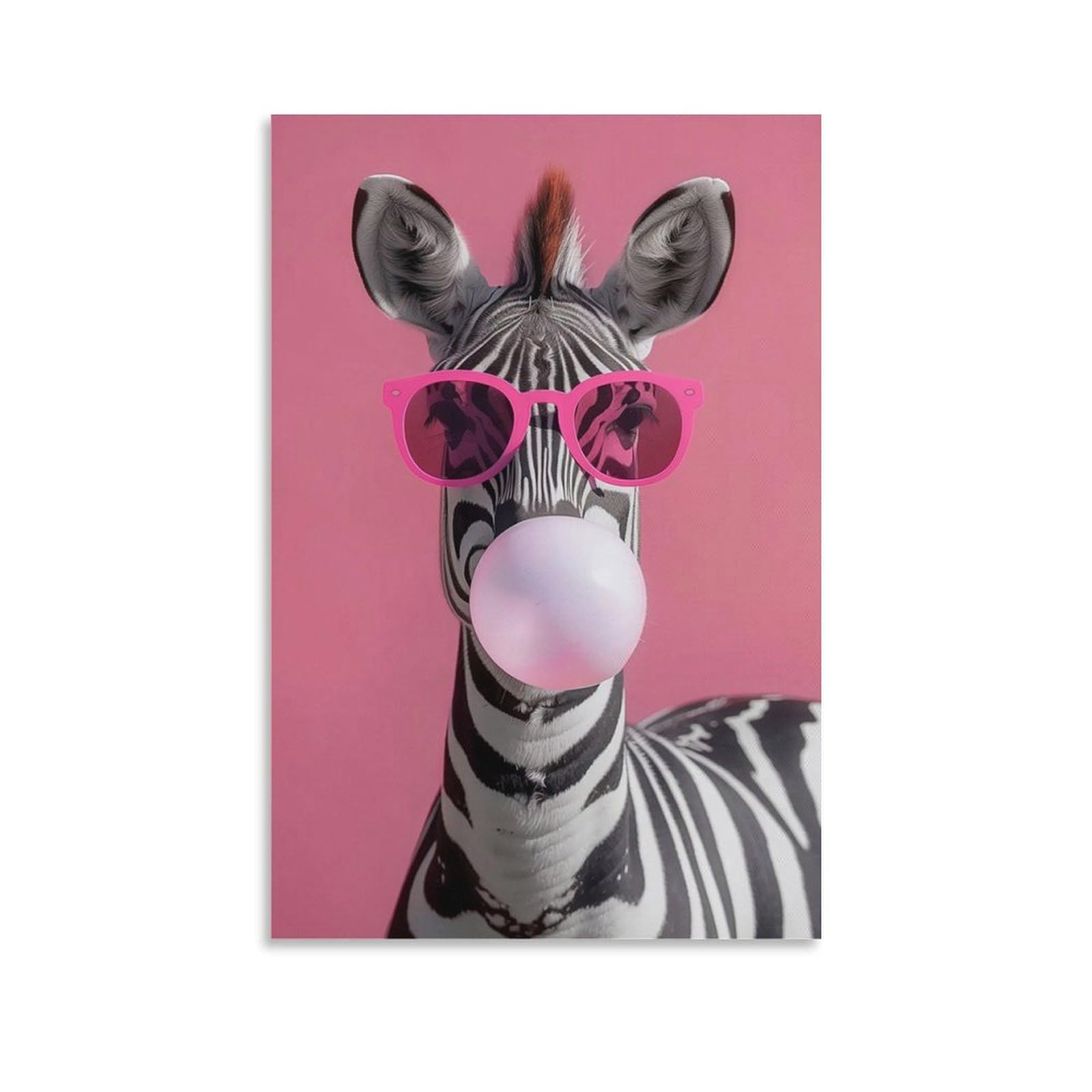 QZFNCOYU Bubblegum Pink Zebra Print Abstract Art Poster Canvas Poster Bedroom Decor Landscape Office Room Decor Gift 08x12inch(20x30cm)