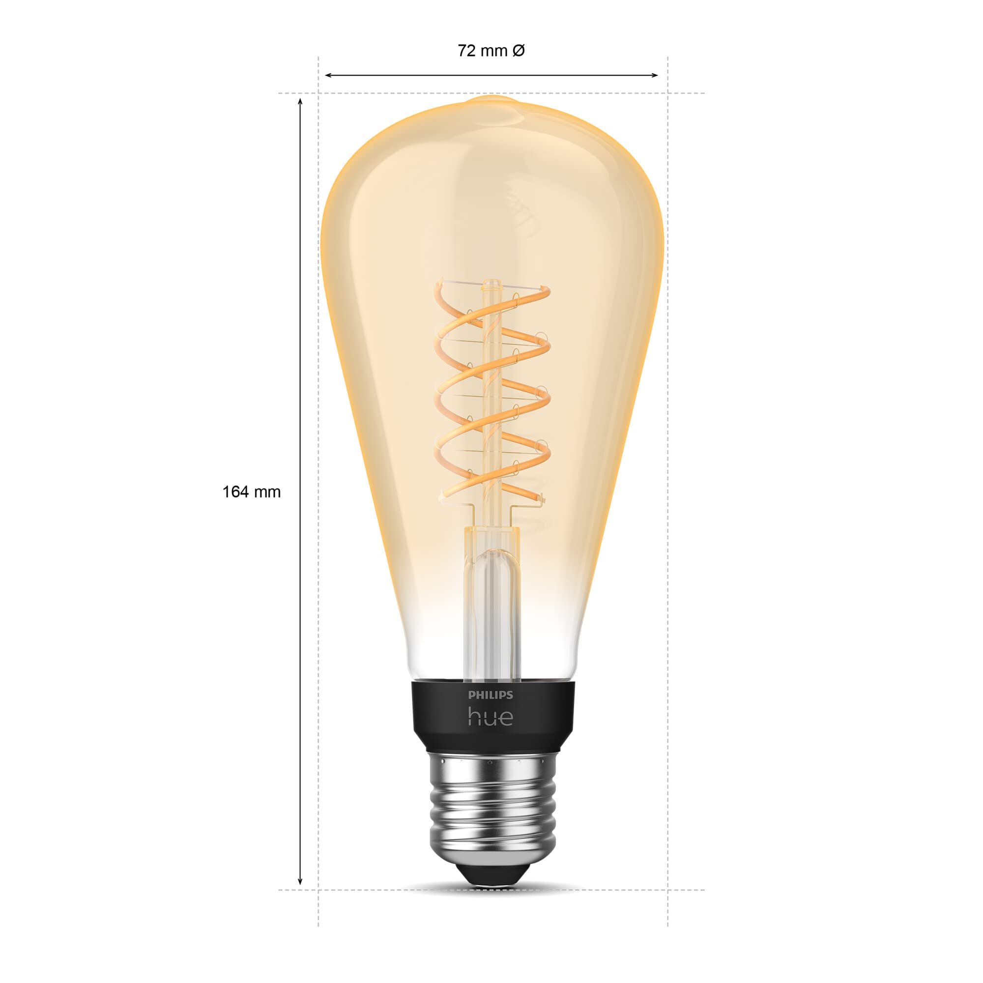 Philips Hue - Bombilla LED Inteligente de Filamento, Luz Blanca Regulable, casquillo E27 tipo ST72, 7.2W 580 Lúmens, Compatible con Alexa y Google Home