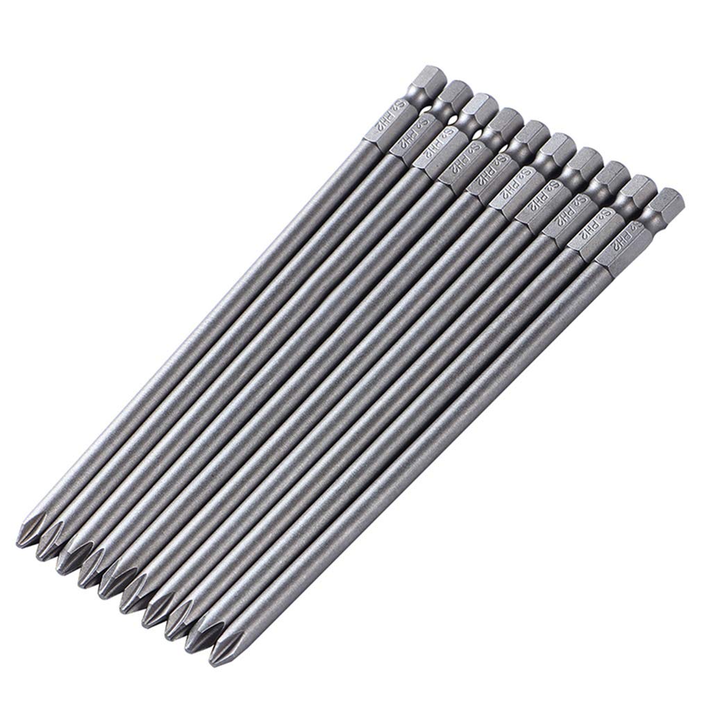 10pcs 1/4 Inch 150 mm Length Steel Cross Bits for Head P Screwdrivers Set Ergo