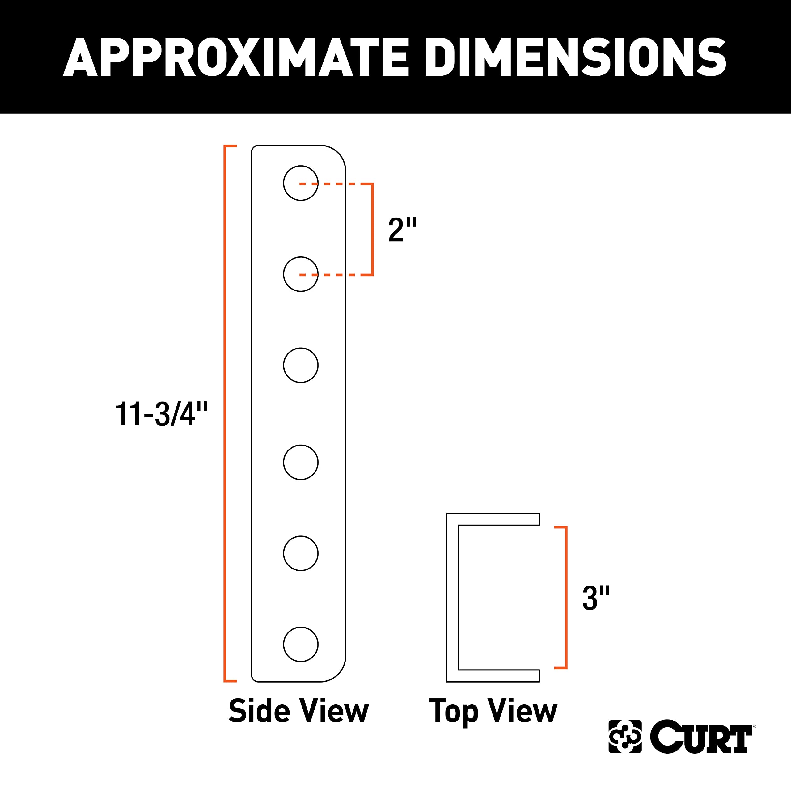 CURT 48650 Adjustable Lunette Ring or Coupler Channel 3-Inch ID x 11-3/4-Inch, 2-In Bolt Pattern