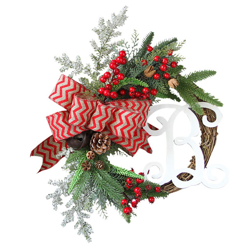 Guirlande De Noël Porte Suspendue Plante Artificielle Rotin Cercle Décoration Murale Simulation Faux Fleur Guirlande Suspendue pour La Maison 2