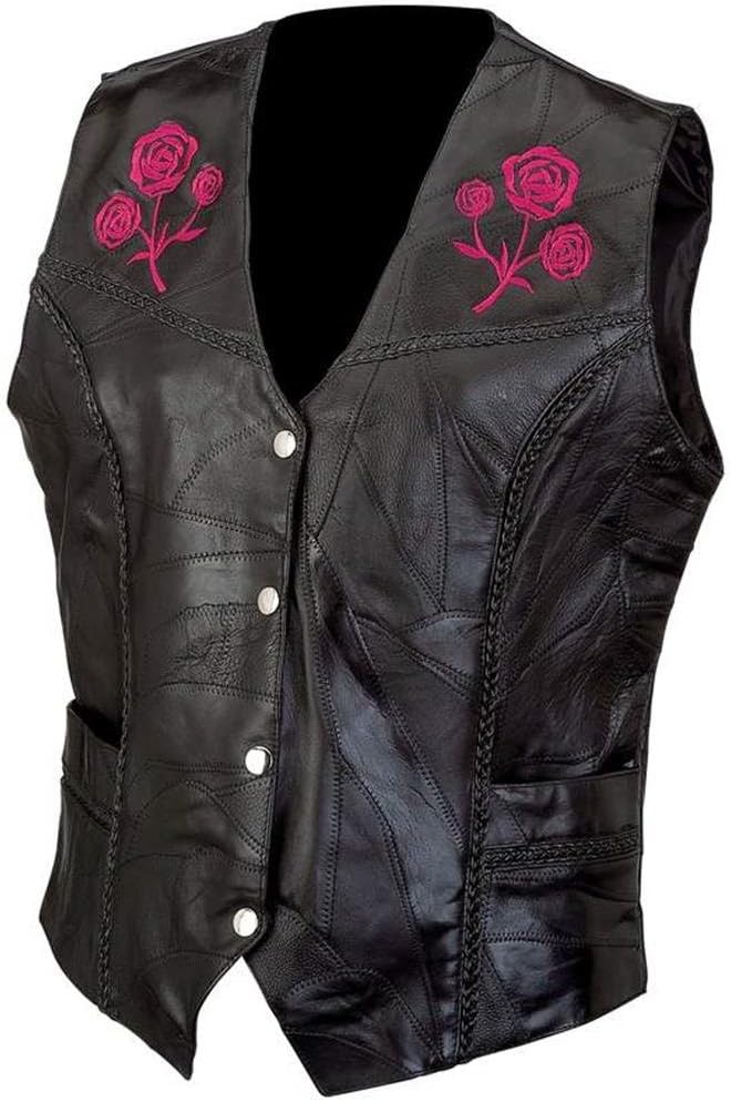 Ladies' Rock Design Genuine Buffalo Leather Vest