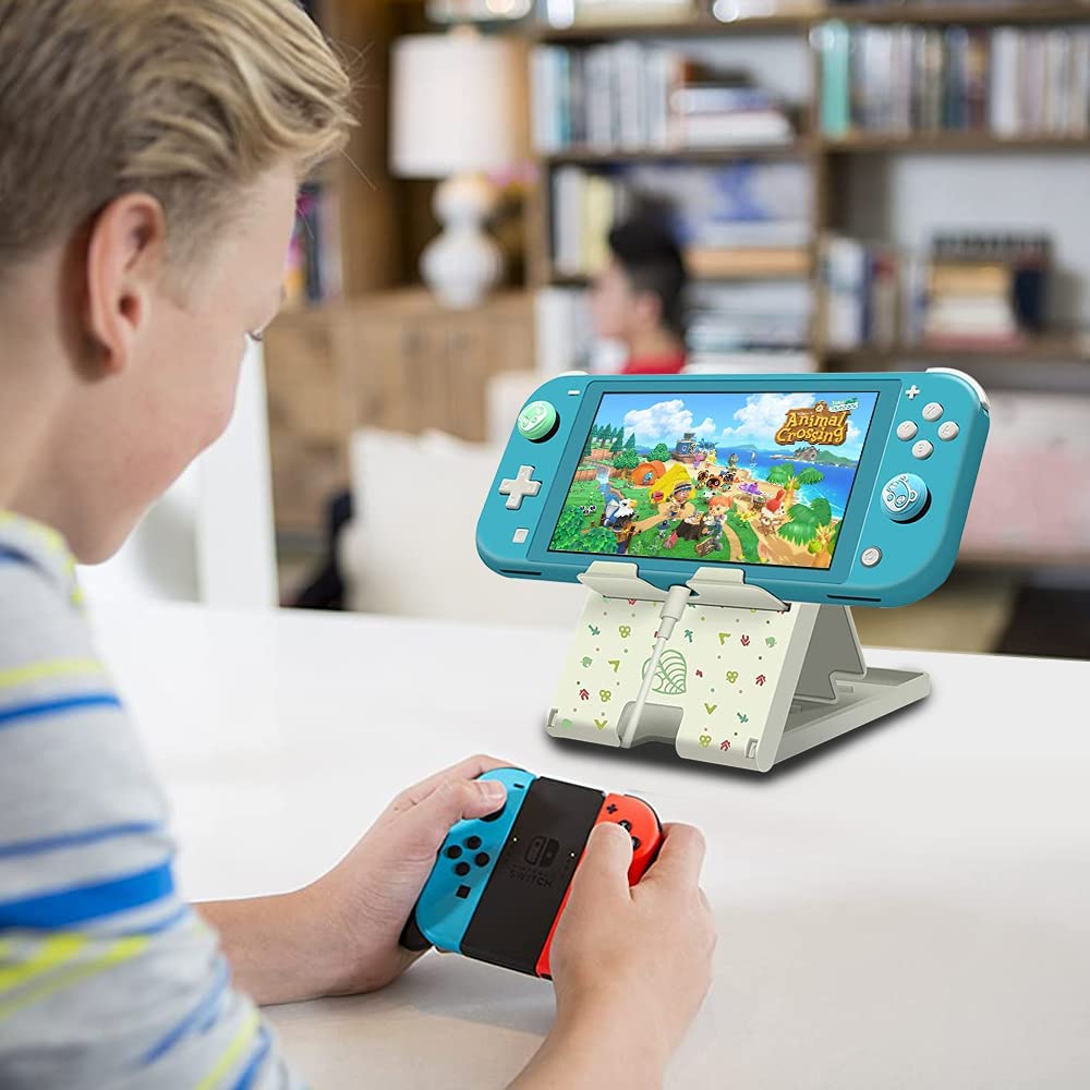 Ständer kompatibel mit Nintendo Switch, Verstellbarer Switch Konsolenständer, tragbarer Faltbarer Switch Zubehörhalter (Weißes Blatt)