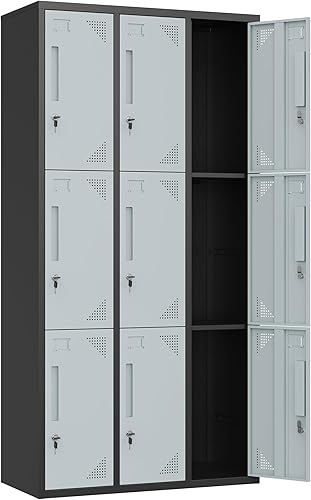 Vista 213 de Armario de metal para escuela, hogar, oficina, gimnasio, armarios de almacenamiento de acero para empleados y estudiantes, armario de almacenamiento