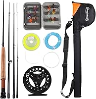 Vista 8 de Kit de caña y carrete Sougayilang para pesca con mosca en agua dulce y en agua salada