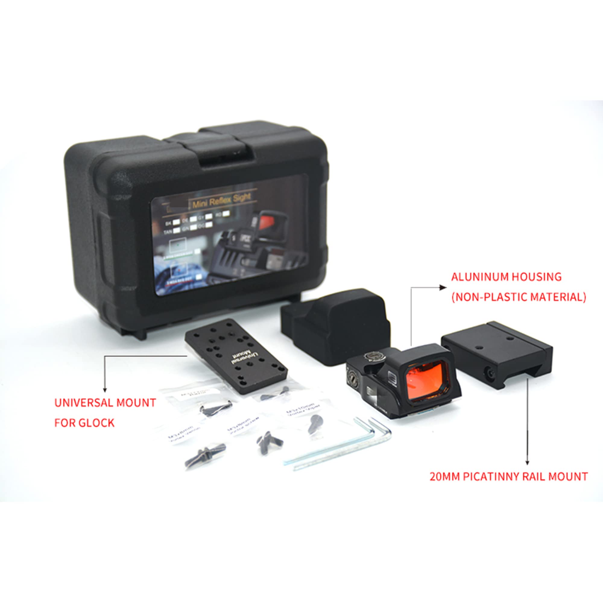 Mini Reflex Tattica Leggera Red DOT, mirino olografico da Caccia Pistola Softair con Attacco G Universale