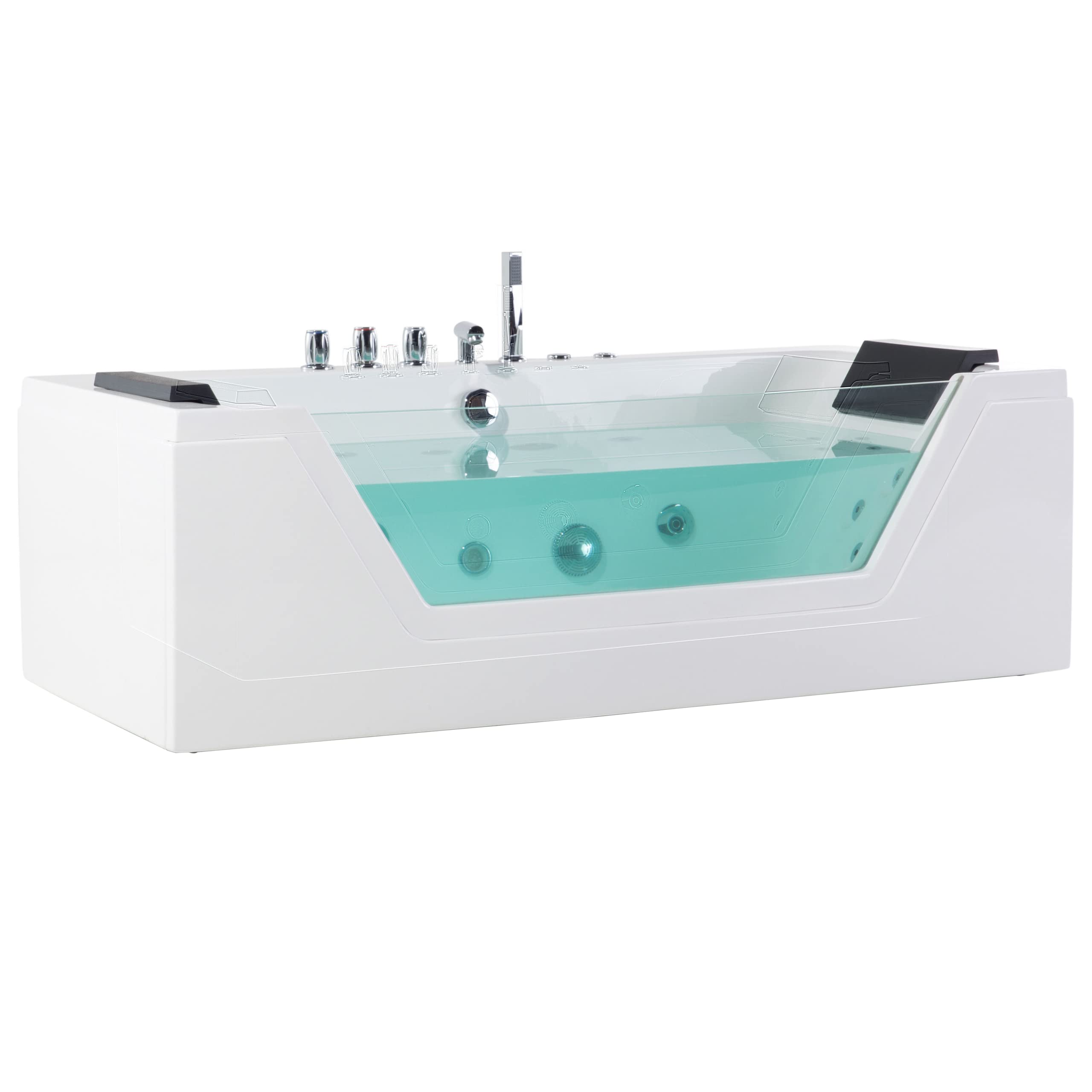 Bañera de hidromasaje blanco plata con LED de acrílico sanitario y vidrio individual 174 x 79 cm Samana