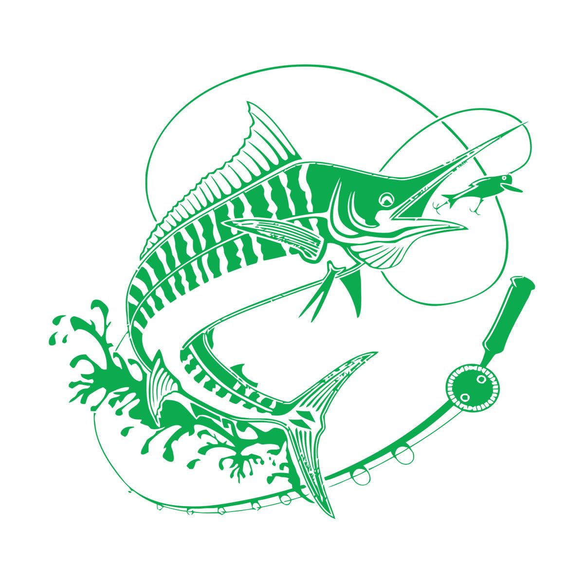 Fishing Car Sticker Vinyl Art Fishing Club Fisherman Boat Decals Fish Hook Rod Removable Self-Adhesive Black White Mural Extra Large - 67x72cm — image 1