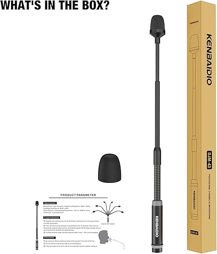 Miniatura 9 de Micrófono DJ de 17 pulgadas flexible de cuello de cisne, micrófono profesional XLR con cable dinámico Bob Barker para videoconferencia, podio,