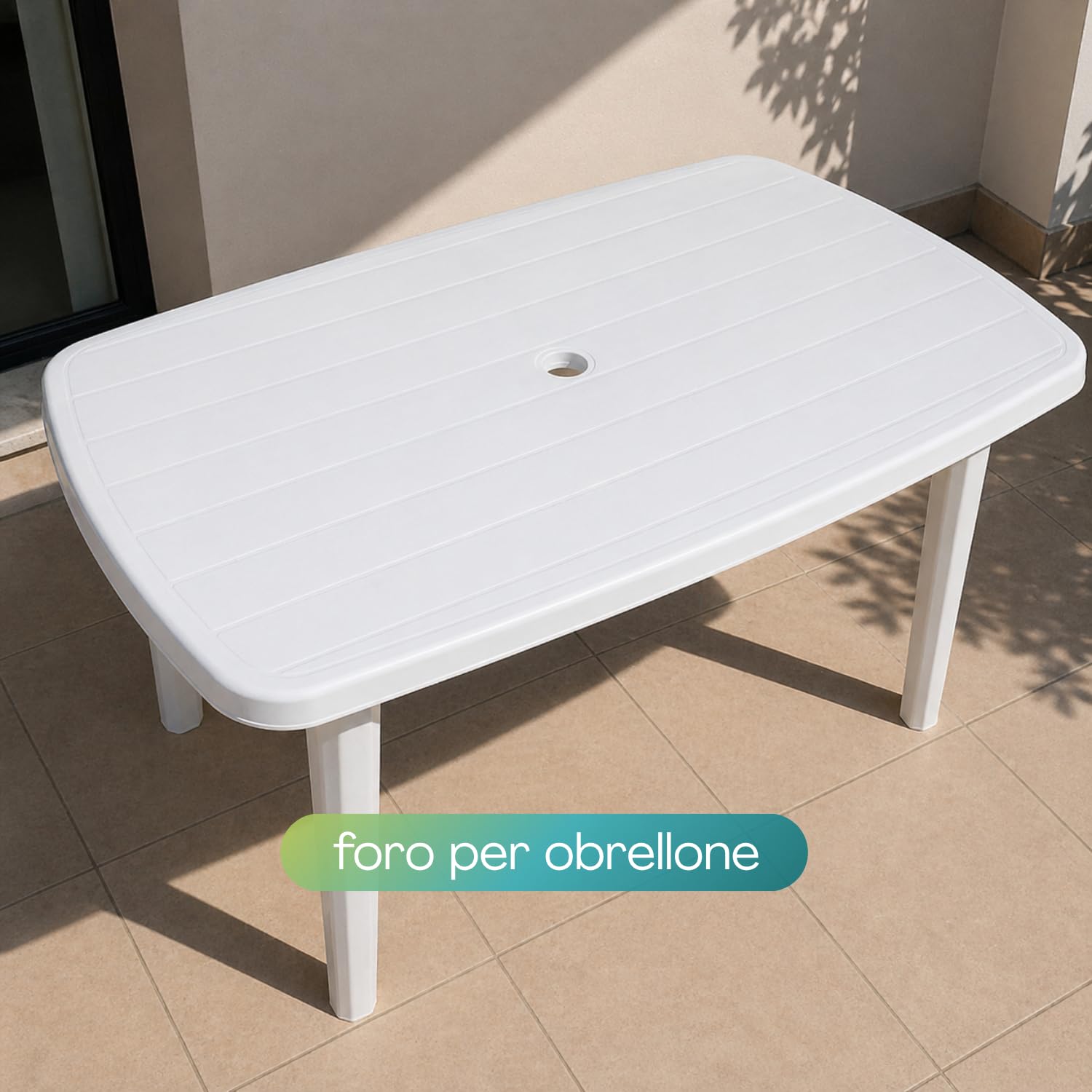 PALUPLUS Tavolo Ovale da Giardino in Plastica colore Bianco, Misura 136x84x72 cm, Tavolino con 4 Gambe in Polipropilene, Arredo per Esterno, Terrazzo, Balcone, Patio, Made Italy -FAR076