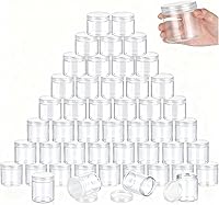 Vista 26 de SATINIOR 100 tarros de plástico con tapas, recipientes pequeños, tapas de boca ancha, pequeños recipientes de plástico para loción, crema, diamantes