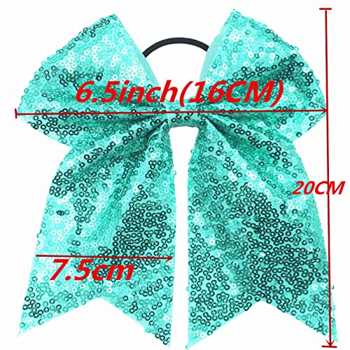 Xansema 6.5 Inches Sequins Hair Bows Elastic Hair Tie Ribbon Large Cheer Bow Ponytail Holder Hair Band For Women Girls Kids Teens (Pink) #TOP1