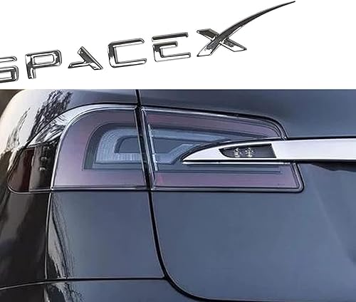 Vista 8 de YHCDSEA Adhesivo de insignia de doble motor a cuadros, decoración compatible con Tesla Model 3 Y X S (SpaceX-negro mate)