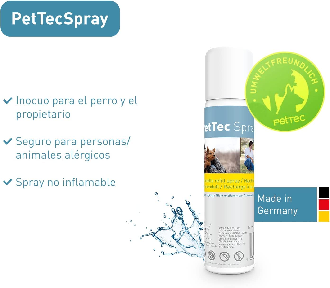 PetTec Collar Antiladridos Perros con Señal Pulverizada automática, Incluye Aerosol con Fragancia de Limón, Adiestramiento para Acabar con los Ladridos de Perros Grandes y pequeños